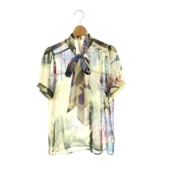 ソブ sov. ダブスタ フラワープリントボウタイショートスリーブブラウス 半袖 シアー 36 マルチカラー /DO ■OSのサムネイル