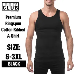 [新品/S-3XL] PRO CLUB / プロクラブ PRO CLUB レミアムリブタンクトップ ブラック　BLACK  Premium Ringspun Cotton Ribbed A-Shirtのサムネイル
