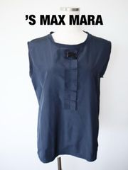 マックスマーラ S MaxMara 半袖ブラウス クルーネック ネイビー XL 
