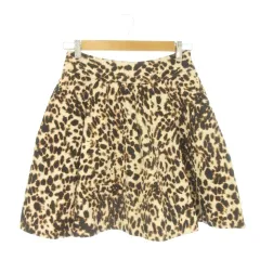 ザラ ベーシック ZARA BASIC スカート XS ベージュ 茶 ブラウン レオパード柄 フレア ミニ丈 /CK31 ■ECB005