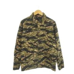 アイテムズ アーバンリサーチ ITEMS URBANRESEARCH ミリタリージャケット 上着 38 茶 ブラウン 緑 カーキ タイガーカモ カモフラージュ柄 長袖 レギュラーカラー WH74-17M025 /CK2 ■ECC005のサムネイル