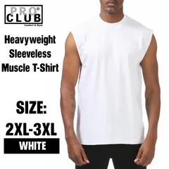 [新品/2XL-3XL] PRO CLUB / プロクラブ  Heavyweight Sleeveless Muscle T-Shirt　White ホワイト ヘビーウェイト・ノースリーブ マッスルTシャツのサムネイル