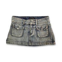 BURBERRY ブルーレーベル デニムミニスカート ダメージ加工 ホースロゴ