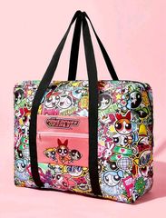 THE POWERPUFF GIRLS 파워 퍼프 걸즈 여행 가방 대용량 컴팩트 경량 여행 가방 비치 가방 레저 가방 보스턴 가방 에코 가방 파와 퍼프 귀여운 아메코미 캐릭터 헤세이 레트로 선물 선물 해외 제품
