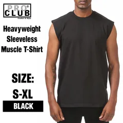 [新品/S-XL] PRO CLUB / プロクラブ  Heavyweight Sleeveless Muscle T-Shirt　Black ブラック ヘビーウェイト・ノースリーブ マッスルTシャツのサムネイル