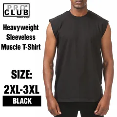 [新品/2XL-3XL] PRO CLUB / プロクラブ  Heavyweight Sleeveless Muscle T-Shirt　Black ブラック ヘビーウェイト・ノースリーブ マッスルTシャツのサムネイル