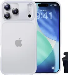【2026パントントレンド色・品格漂うホワイト】CASEKOO iPhone 17 Pro 用 ケース 耐衝撃 滑り止め 指紋防止 米軍MIL規格 マット仕上げ ストラップホール付き スマホスタンド付き 黄変防止 耐久性 カバーセット (マットクリア)
