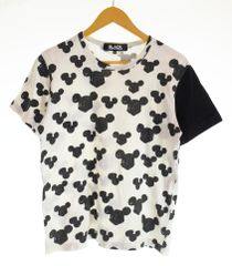 ブラックコムデギャルソン BLACK COMME des GARCONS × Disney 00s Mickey Tee ディスニー コラボ ミッキーマウス Tシャツ カットソー 半袖 総柄 Tシャツ ブラック Mサイズ M 103LT-222