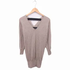 アバハウス ドゥヴィネット abahouse devinette ワンピース ニット ひざ丈 Vネック 薄手 ウール混 カシミヤ混 長袖 ベージュ 茶 /TT12のサムネイル