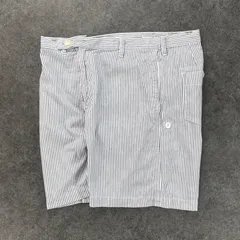 MHL. MARGARET HOWELL マーガレットハウエル コットンリネン ハーフパンツ ショートパンツ ヒッコリーストライプ ジップフライ シンチバック メンズ 3のサムネイル