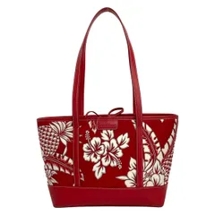 COLE HAAN(コールハーン) トートバッグ美品  - レッド×アイボリー×グレー 花柄 コットン、レザーのサムネイル