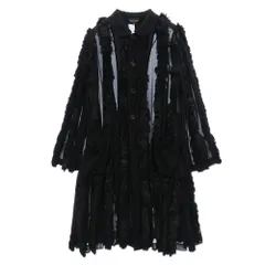 COMME des GARCONS コムデギャルソン GQ-C008 AD2015 本ライン 丸襟 フェイクファー シアー ロング コート ブラック系 S【中古】のサムネイル