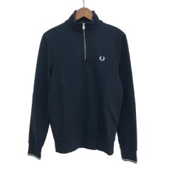 FRED PERRY ハーフジップスウェット ラインリブ ブラック Sサイズ