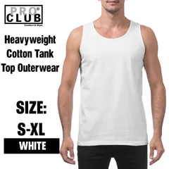 [新品/S-XL] PRO CLUB / プロクラブ  Heavyweight Cotton Tank Top Outerwear ヘビーウエイト　コットン　タンクトップ　WHITE ホワイトのサムネイル