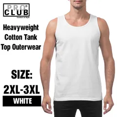 [新品/2XL-3XL] PRO CLUB / プロクラブ  Heavyweight Cotton Tank Top Outerwear ヘビーウエイト　コットン　タンクトップ　WHITE ホワイトのサムネイル