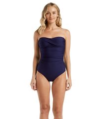 Helen John Women's Swimsuit Set: Helen John Twist Bandeau One-Piece, Navy
