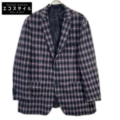 ETRO　エトロ　241-MRCB0001-99TQE32 ピンク×ネイビー コットン混 裏地ペイズリー センターベント チェック柄 2Bブレザージャケット　60のサムネイル