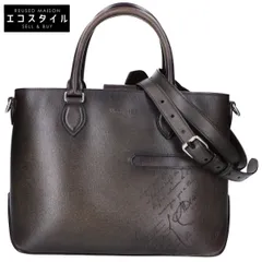 berluti　ベルルッティ　25年製 308199 グレー ヴェネチアパルメラートカーフ カリグラフィ トゥジュールXS 2WAYトートバッグ　-のサムネイル