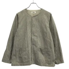 chimala チマラ ヒッコリーストライプノーカラージャケット 15-010-450-0048 ホワイト×ネイビー XSのサムネイル