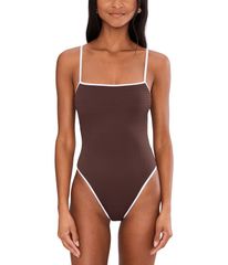Seafolly Women's Swimsuit Set, Beach Bound Square Neck One Piece, Dark Chocolate