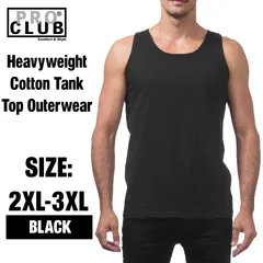 [新品/2XL-3XL] PRO CLUB / プロクラブ  Heavyweight Cotton Tank Top Outerwear ヘビーウエイト　コットン　タンクトップ　BLACK ブラックのサムネイル