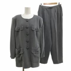 レリアン Leilian パンツスーツ ジャケット パンツ 13+ グレー ラウンドネック 長袖 フラップポケット /SXのサムネイル