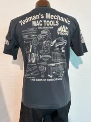 【肩日焼けあり　10％OFF】MACTOOLS×TEDMAN'S　抜染Tシャツ　NAVY　40(M)/42(L)　メンズ　アメカジ　カジュアル　ストリート　ペインター　マックツール　テッドマン　バイク　バイカー　ガレージ　工具のサムネイル