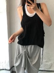Yohji Yamamoto シルク レースアップ ベルスリーブ 黒 トップス - メルカリ