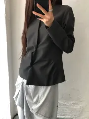 YOHJI YAMAMOTO ヨウジヤマモト チャコール ディテール ウール ショート ジャケットのサムネイル