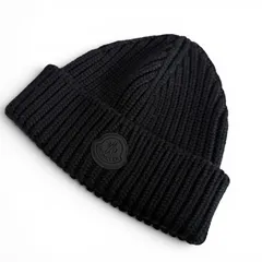 MONCLER モンクレール ニット帽 ビーニー リブニット ラバーロゴパッチのサムネイル