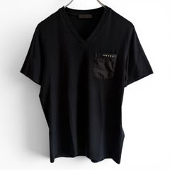 PRADA Tシャツ 黒 プラダ SJN251 / 異素材 切替 ロゴ ポケット - メルカリ