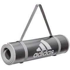 [Special Sale] 10mm Thick Training Mat / Fitness / Yoga - Wide, Durable, Non-Slip - adidas ADMT-12235GR Gray with Carry Strap