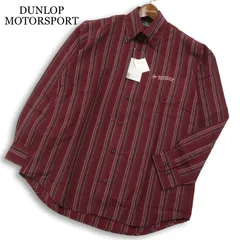 【新品 未使用】 DUNLOP MOTORSPORT ダンロップ ゴルフ 通年★ 長袖 ロゴ刺繍 ストライプ ボタンダウン シャツ Sz.M メンズのサムネイル