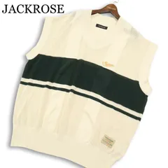 【美品】JACKROSE ジャックローズ 通年★ ビッグシルエット ロゴ刺繍 メッシュ ストライプ ニット ベスト Sz.Free メンズのサムネイル