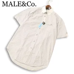 未使用★ MALE&Co. タカキュー 春夏 COOLBIZ★ 半袖 ストライプ ボタンダウン シャツ Sz.M メンズのサムネイル