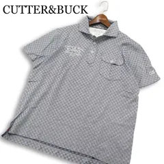 CUTTER&BUCK カッター＆バック ゴルフ 春夏★ 半袖 ロゴ刺繍 チェック ポロシャツ 大きいサイズ Sz.LL メンズのサムネイル