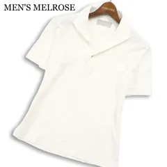 23SS★ MEN'S MELROSE メンズメルローズ 春夏★ 半袖 鹿の子 イタリアンカラー スリム ポロシャツ Sz.3 メンズ 白のサムネイル