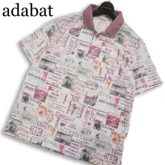 adabat アダバット ゴルフ 春夏★ 半袖 鹿の子 スタンプ 総柄 ロゴ ポロシャツ 日本製 Sz.48 メンズのサムネイル