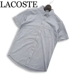 LACOSTE ラコステ 春夏★ 半袖 鹿の子 ロゴ刺繍 ボタンダウン シャツ 日本製 Sz.4 メンズ グレーのサムネイル