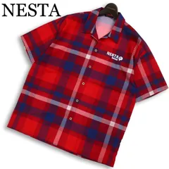 NESTA ネスタ 春夏★ 半袖 チェック柄 ロゴ刺繍 シャツ Sz.L メンズ レゲェのサムネイル