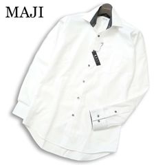 [신품 미사용] MAJI 진짜 연중 긴팔 슬림 스트라이프 셔츠 Sz.S 남성 화이트