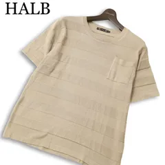 HALB ハルプ テットオム 春夏★ 半袖 ボーダー サマー ニット Tシャツ 日本製 Sz.M メンズのサムネイル