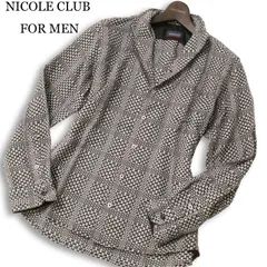 NICOLE CLUB FOR MEN ニコルクラブ フォーメン 襟ワイヤー★ 長袖 イタリアンカラー スリム チェック シャツ Sz.48 メンズ