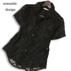 semantic design セマンティック デザイン 春夏★ 半袖 シースルー 花柄 総柄 スリム シャツ Sz.M メンズ 黒のサムネイル