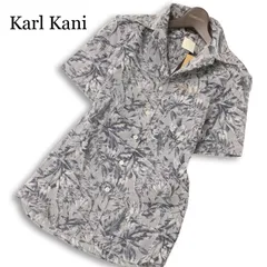 【新品 未使用】 Karl Kani カールカナイ 春夏★ リーフ ジャガード 半袖 ボタニカル ロゴ刺繍 シャツ 日本製 Sz.S メンズのサムネイル