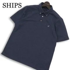 SHIPS シップス 春夏★ 【Drymix(R)】 半袖 吸水速乾 UVケア ワンポイント ロゴ ボタンダウン ポロシャツ Sz.L メンズ 紺のサムネイル