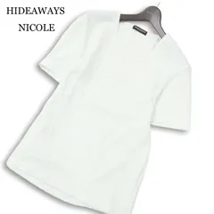 HIDEAWAYS NICOLE ハイダウェイ ニコル 春夏★ 切替 半袖 リンクス チェック カットソー Tシャツ Sz.50 メンズ 白のサムネイル