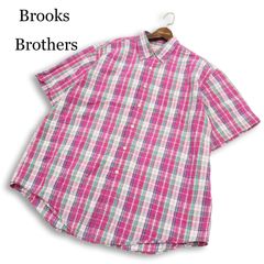 Brooks Brothers 346 ブルックスブラザーズ 半袖 ボタンダウン シアサッカー★ チェック シャツ 大きいサイズ Sz.XL メンズのサムネイル