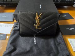 サンローラン ロゴ ラウンドファスナー 二つ折り財布 ブラック SS0085 