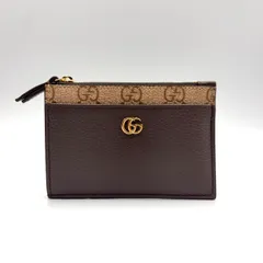 【新着】GUCCI ダブルG バイカラー レザー、PVC グレー、ベージュ カードケース ゴールド 837966のサムネイル